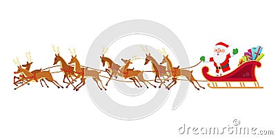 Santa Sleigh and Reindeer Vector Illustration