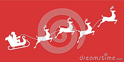 Santa sleigh reindeer silhouette with snow Vector Illustration