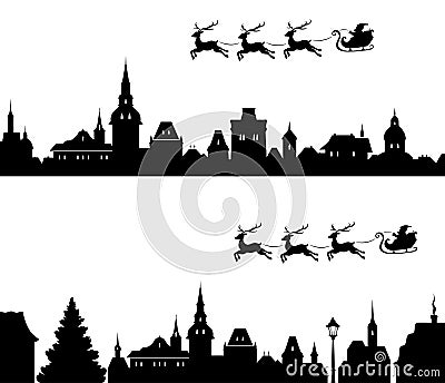 Santa sleigh silhouette Vector Illustration