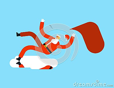 Santa slipped on ice. grandfather Slippery road in winter. Chris Vector Illustration