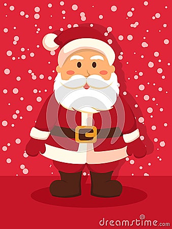 Santa Standing in Red Vector Illustration