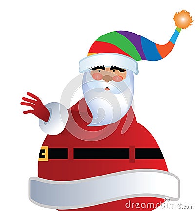 Santa in striped stocking hat Vector Illustration