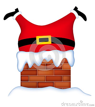 Santa stuck in chimney Stock Photo