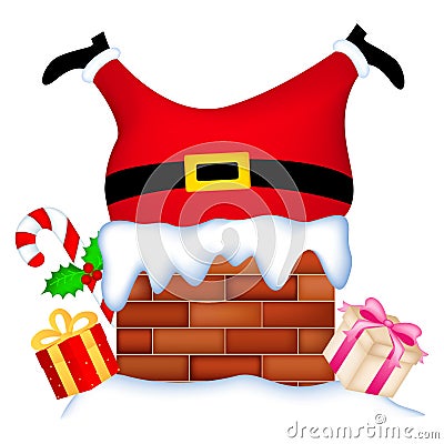 Santa stuck in chimney Stock Photo