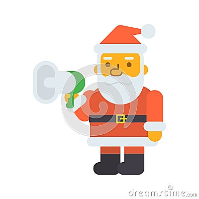 Santa three quarters holding megaphone Vector Illustration