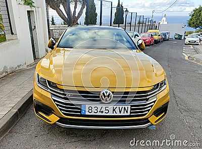 SANTA URSULA, SPAIN - SEPTEMBER 15, 2023: Volkswagen Arteon parked on a street in a small town. This car mixes the elegant Editorial Stock Photo