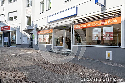 Santander bank branch in Villach, Austria Editorial Stock Photo