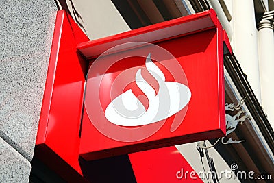 Santander Bank sign Editorial Stock Photo