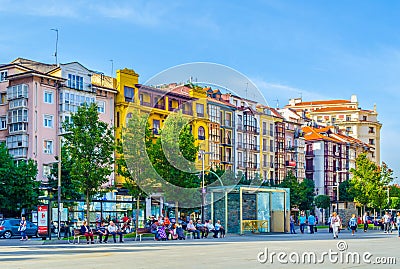 Santander, SPAIN, OCTOBER 30,2014: People are strolling through Calle Juan de Herrera in Santander, Spain...IMAGE Editorial Stock Photo