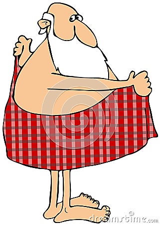 Santas towel dry Cartoon Illustration