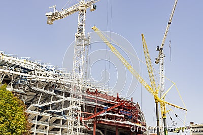 Santiago Bernabeu. Exterior of the Santiago BernabÃ©u stadium in full works and renovat Stock Photo