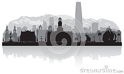 Santiago Chile city skyline silhouette Vector Illustration