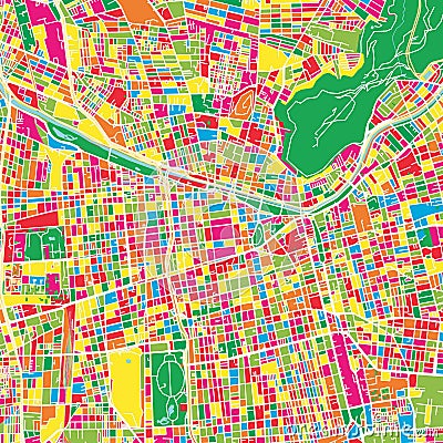 Santiago Chile colorful map template Vector Illustration