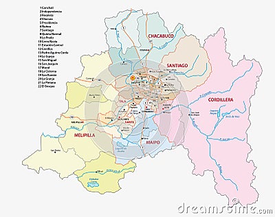 Santiago (Chile) Metropolitan Region map Stock Photo