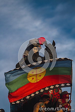 Santiago protests show their dissatisfaction with the Chilean government due to the social crisis Editorial Stock Photo