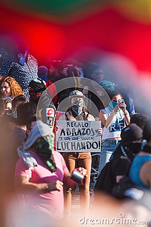 Santiago protests show their dissatisfaction with the Chilean government due to the social crisis Editorial Stock Photo