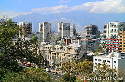 Santiago City Center View from Santa Lucia Hill, Santiago, Chile Editorial Stock Photo