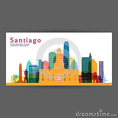 Santiago colorful architecture vector illustration Vector Illustration