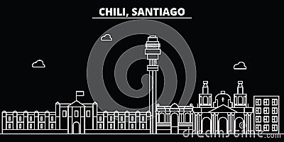 Santiago de Chile silhouette skyline. Santiago de Chile vector city, chilian linear architecture, buildingtravel Vector Illustration