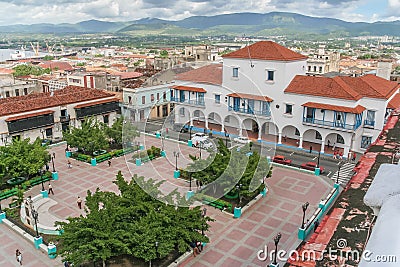 Santiago de Cuba City Hall and Parque Cespedes Editorial Stock Photo