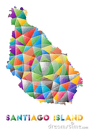 Santiago Island - colorful low poly island shape. Vector Illustration