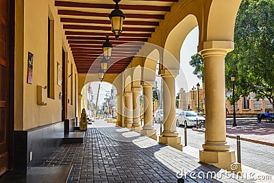 Santo Domingo, Dominican Republic. Gallery of Cathedral Museum in Columbus Park. Editorial Stock Photo