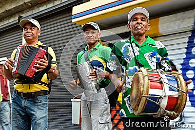 Santo Domingo, Dominican Republic. Merengueros in Calle el Conde, Colonial Zone. Editorial Stock Photo