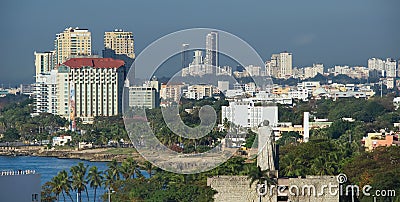 Santo Domingo waterfront, shoreline and shyline - Dominican Republic Stock Photo