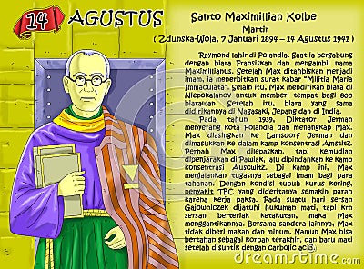 Santo Maximiliano Kolbe calendar christian idea page Stock Photo