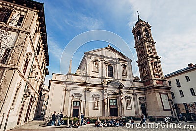 Santo Stefano Maggiore - cathedral, situated on Piazza S. Stefan Editorial Stock Photo