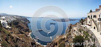 Santorini caldera Panorama Stock Photo