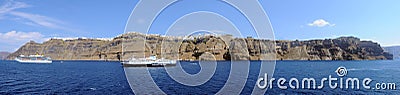 Santorini Fira panoramic view from a cruise ship Editorial Stock Photo