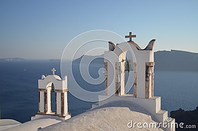 Santorini, Greece church bells Stock Photo