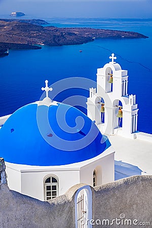 Santorini, Greece - Firostefani church Stock Photo