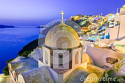 Santorini, Greece - Firostefani church Stock Photo