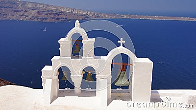 Santorini island greece blue sky and sea Stock Photo