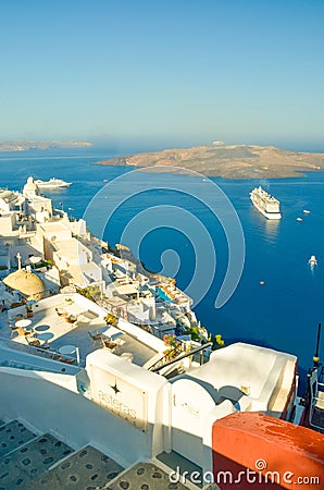 santorini island oia city greece summer tourist Stock Photo