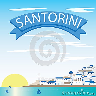 Santorini Landscape Vectors Vector Illustration