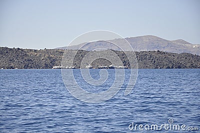 Santorini, 2nd september: Sailing boat journay in the Santorini Caldera Editorial Stock Photo