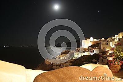 Santorini Oia Night - Greece Stock Photo