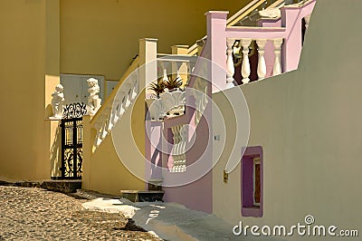 Unique hotels of Santorini overlloking the Adriatic Stock Photo