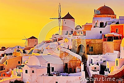 Santorini sunset, Greece Stock Photo