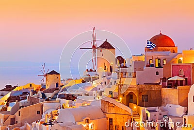 Santorini sunset (Oia) - Greece Stock Photo