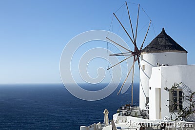 Santorini Windmill Stock Photo