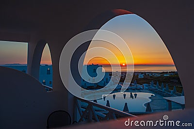 Santorini Wonderful sunrise Stock Photo
