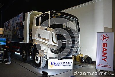 Sany dumptruck at Transport and Logistics show in Pasay, Philippines Editorial Stock Photo