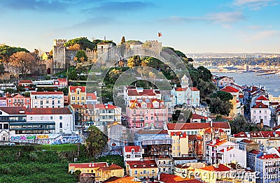 Sao Jorge Castle in Lisbon, Portugal Stock Photo