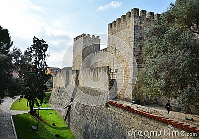 Sao Jorge St. George Castle in Lisbon Editorial Stock Photo
