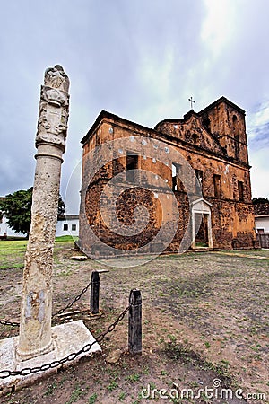 Sao Matias Church and Pillory Stock Photo