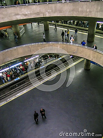 Trains and passengers at the Se Subway Station Editorial Stock Photo